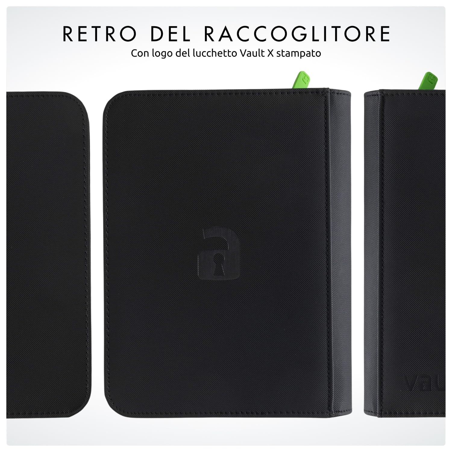 Vault X Raccoglitore per Carte da Collezione a 4 Tasche con Cerniera, 160 Carte, Materiale Exo-Tec per Album, 20 Pagine a Caricamento Laterale, TCG (Nero)