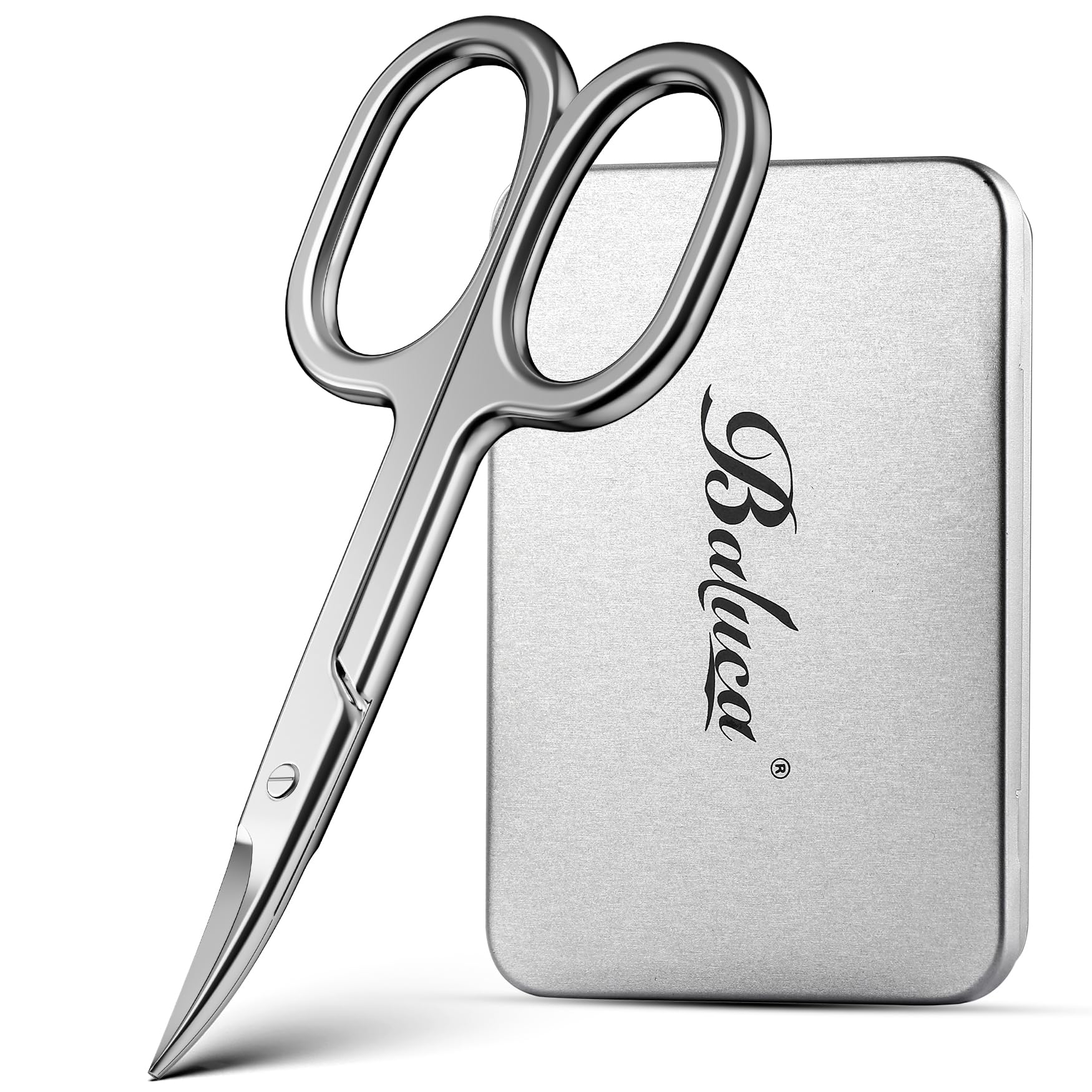 BALUCA Professional Curved Nail Scissors - 3.5" Precision Cuticle & Toenail Scissor for Women & Men, Grooming Scissors for Eyebrow & Mustache with Travel Case