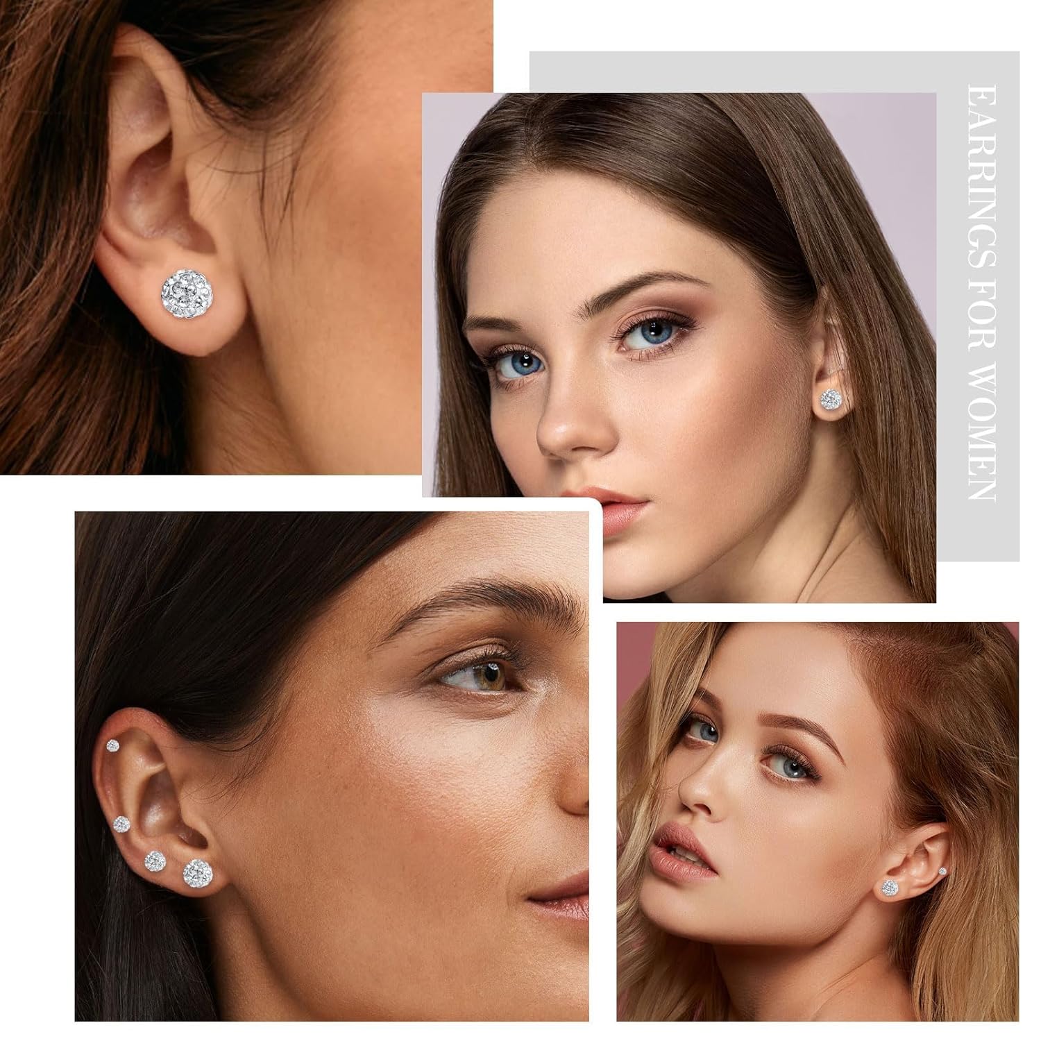 4Pairs Crystal Ball Stud Earrings for Women Hypoallergenic Stainless Steel Flat Back Stud Earrings Sparkly Cubic Zirconia Disco Ball Earrings Set 3 4 5 6 MM - Image 7