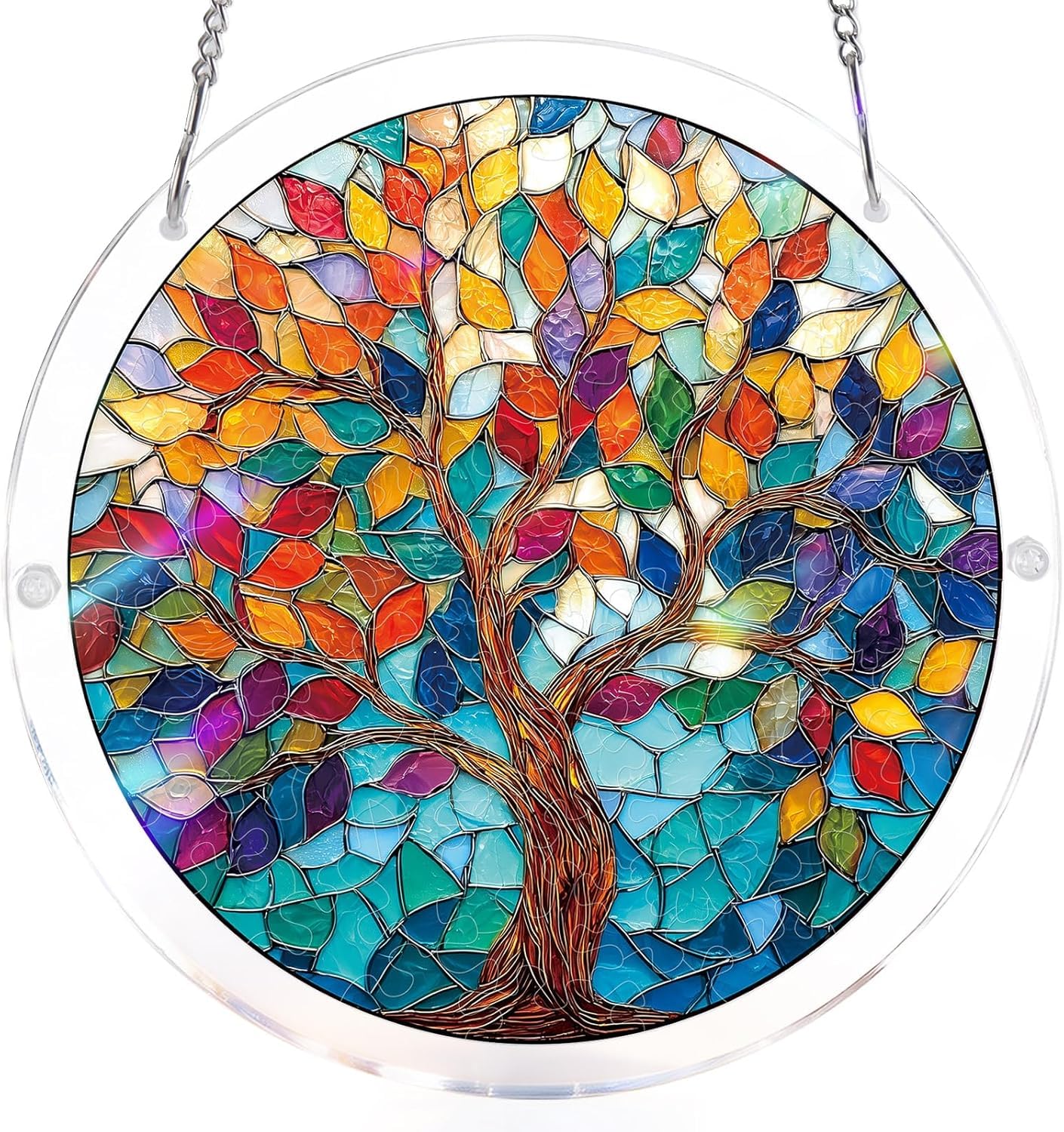 Acrylic Puzzles Suncatcher, Tree of Leaves Puzzle, Acrylic Suncatcher Puzzles for Doors Garden, Mother's Day Christmas Birthday Gifts for Women Men (S - 7.4 * 7.4in)