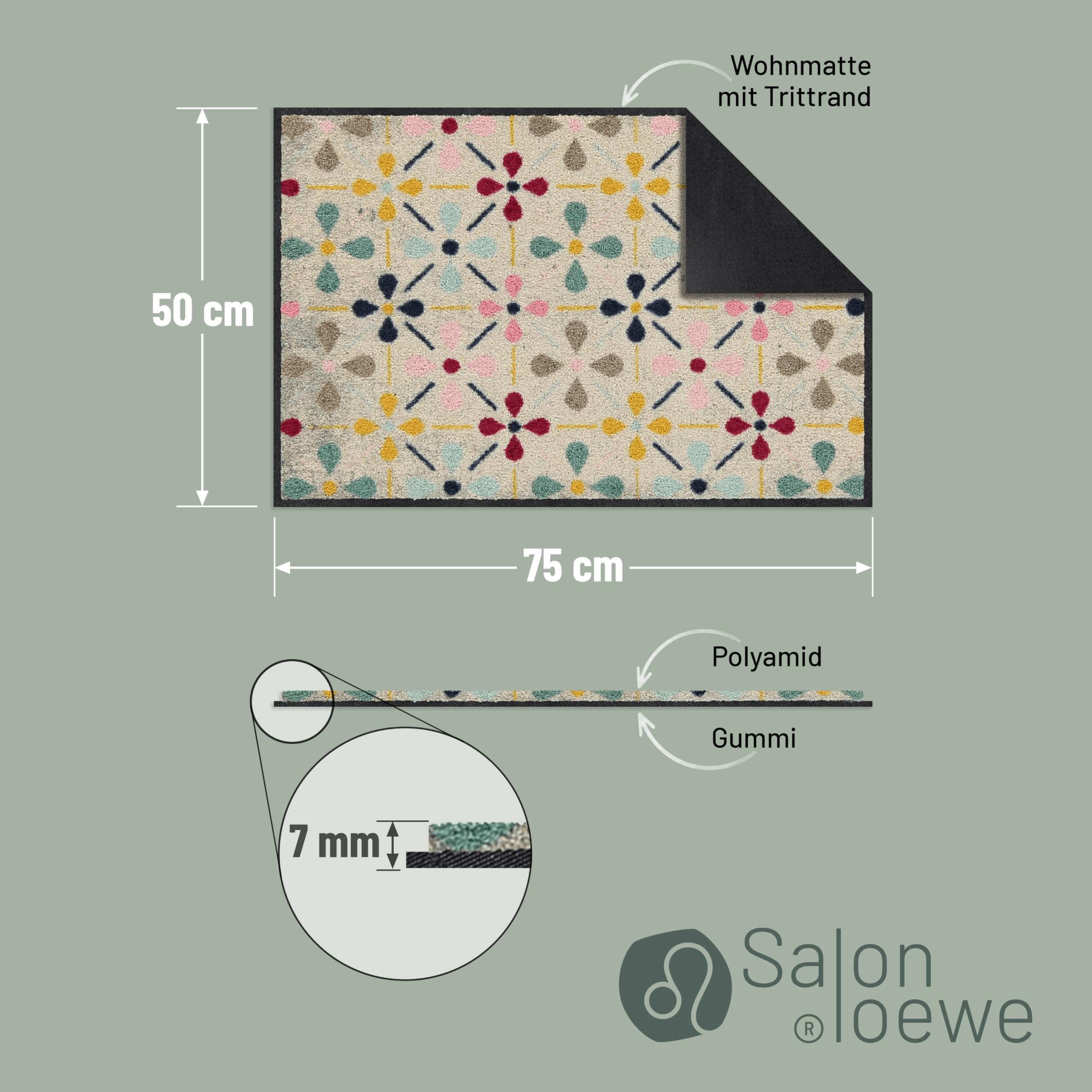 Salonloewe Fussmatte Riki I Schmutzfangmatte & Fußabtreter für Innen 50 x 75 cm