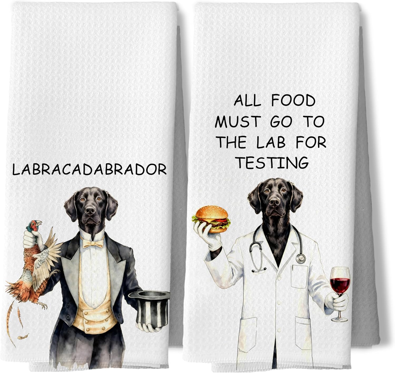 Funny Black Labrador Retriever Bathroom Hand Towels, Black Lab Gifts, Dog Lover Mom Gifts Decorative Hand Tea Towels for Bath Room Washroom Restroom Toilet, 16x24 Inches Set of 2