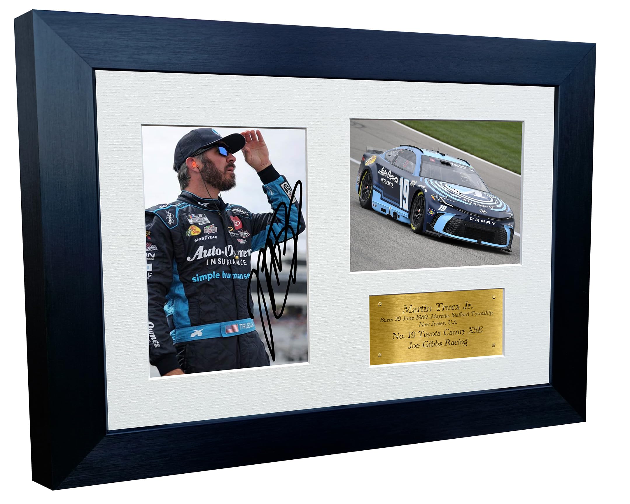 12x8 A4 Martin Truex Jr. 2024 NASCAR Cup Series No. 19 Toyota Camry XSE for Joe Gibbs Racing Signed Autographed Signature Photo Photograph Picture Frame Poster Celebration Gift Triple G