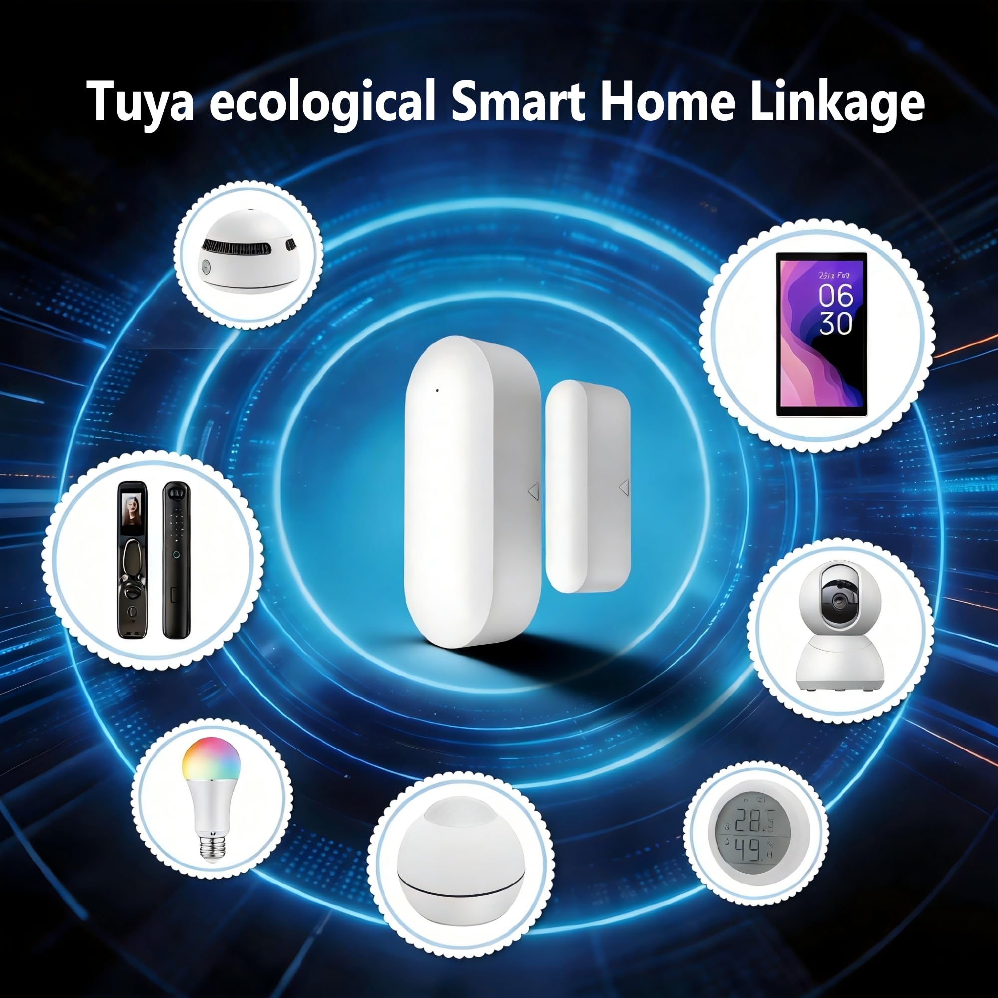 Sensor de contacto inteligente WiFi para puerta/ventana para automatización del hogar, monitor de puerta y ventana, detector de entrada magnético inalámbrico con alertas en tiempo real, compatible con