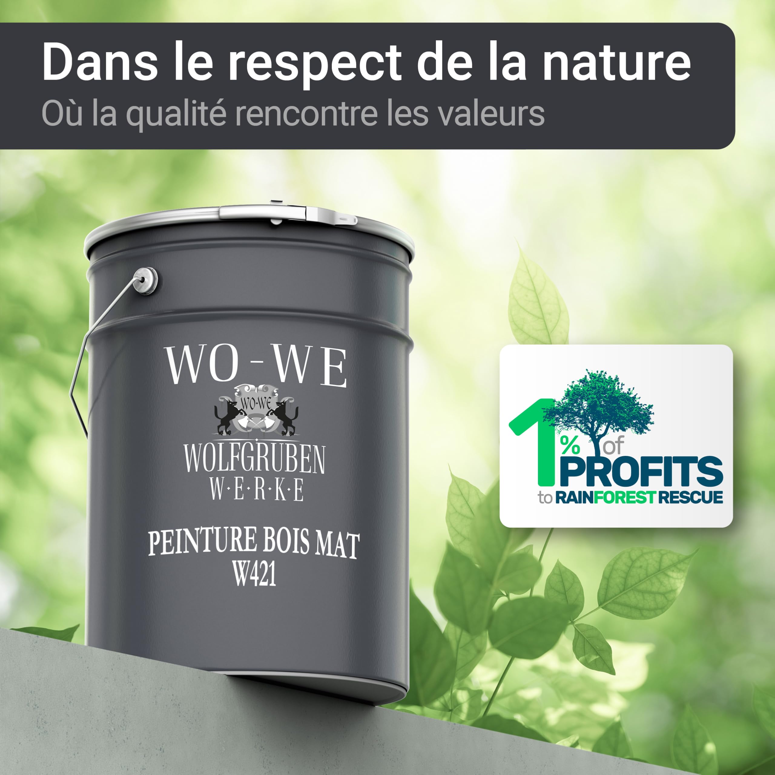 WO-WE Peinture pour meuble W421 Protection bois au UV, à l'eau, Extérieur - Intérieur, Aspect MAT - Gris anthracite 2,5L
