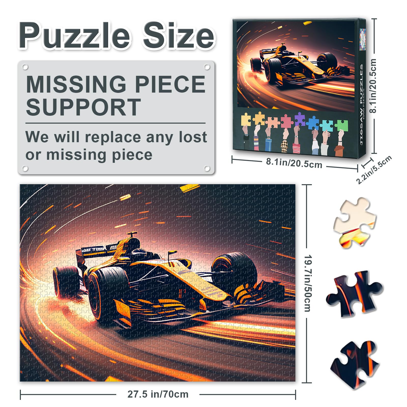 Race Car 1000-Piece Jigsaw Puzzle for Adults - Super Car Pictures Challenging Wall Decor for Home Bedroom Decor 50x70 cm - Image 3