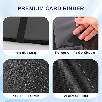 9 Pocket Trading Card Binder, 360 Pockets Collectible Trading Card Album | Side Loading Card Folder Card Binder, Holder Album for Standard Cards, Fit for MTG, TCG, Football, Sport, Game Cards(Black)