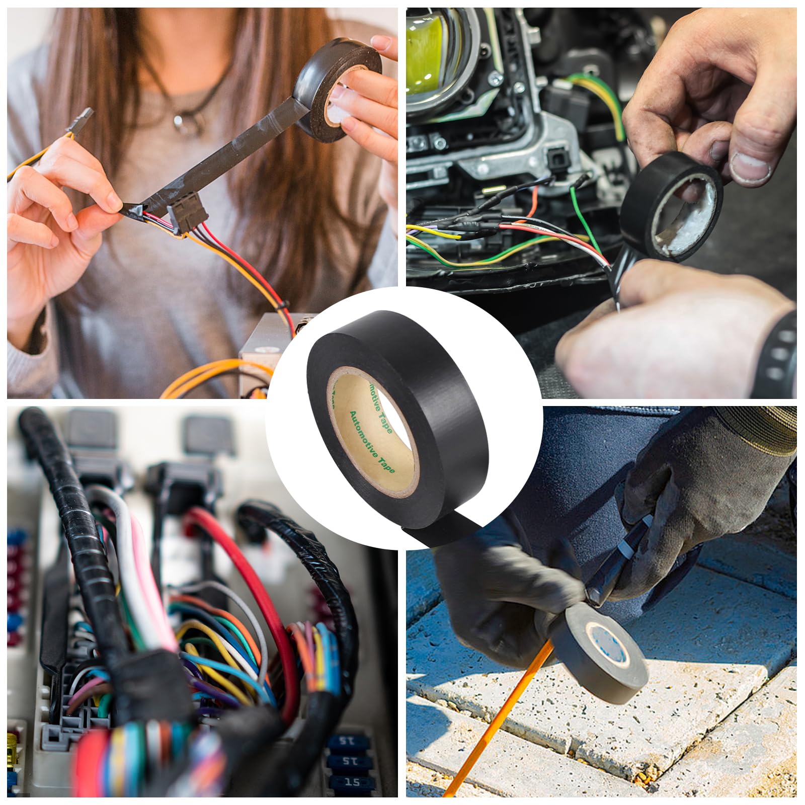 6 Rotoli Nastro Isolante per Auto, 25mmx 20m, in PVC, Alte Temperature | Nastro in Tessuto, Nastro Isolante Elettricista, Avvolgimento Isolamento, per Cavi Media Tensione, Moto, Automobile e Casa