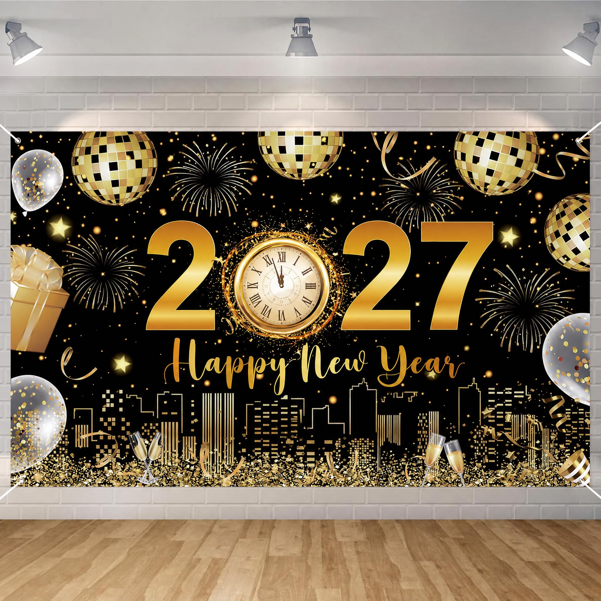 Seutgie Happy New Year Banner 2027 Decoration Background 70.8 * 43.3Inches