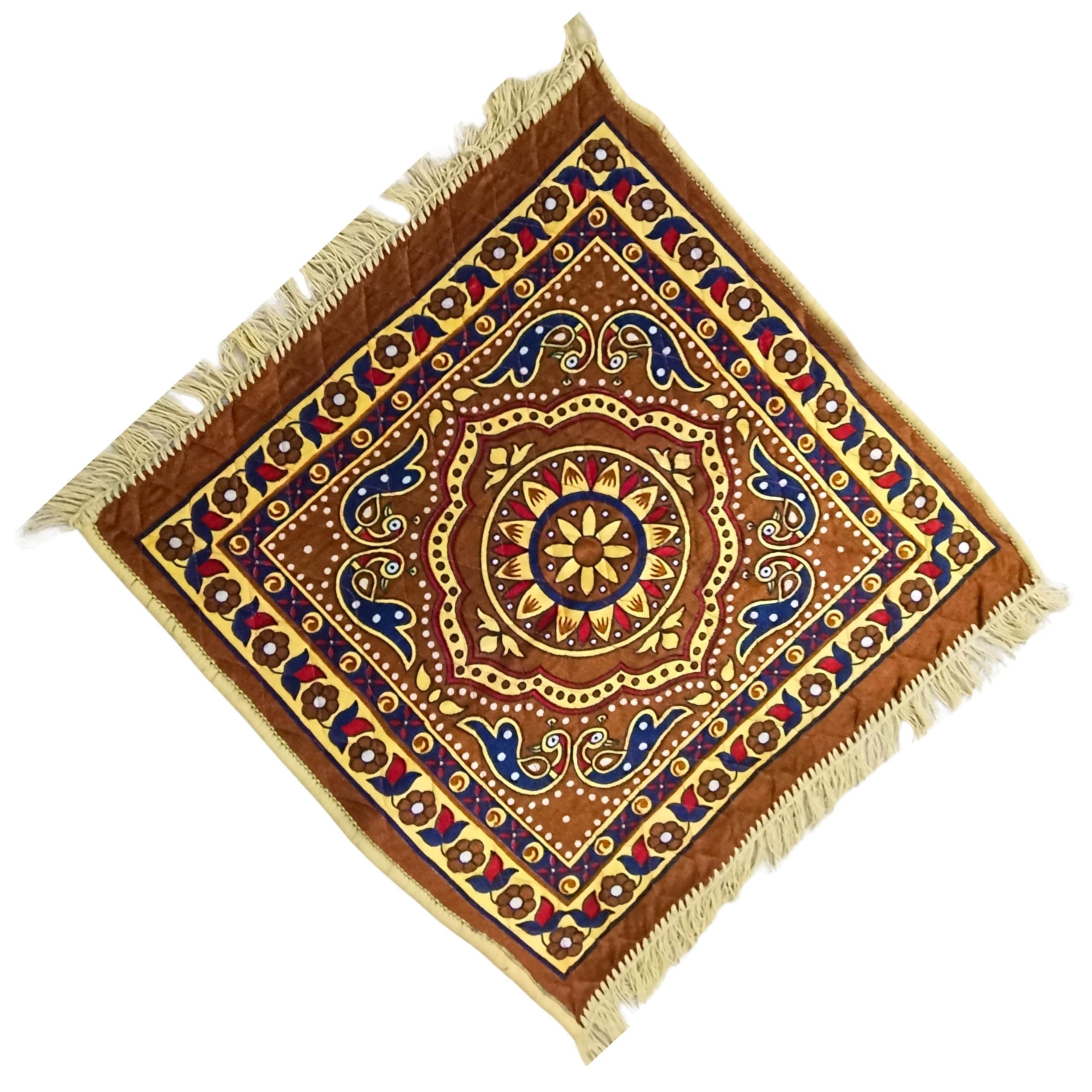 Velvet Prayer Mat – Mustard Color – Pack of 1 | 24x24 Inch Soft Velvet Mat for Mandir, Chowki, Idol Placement & Daily Pooja Use | Mustard Velvet Mat for Temple Decoration & Festivals-image-9