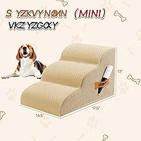 Vista 3 de Escaleras para perros Romrol, rampa para camas y sofás, escalones extra anchos para mascotas con cubierta duradera impermeable y antideslizante