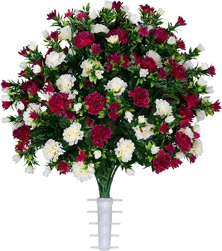 Sympathy Silks Artificial Cemetery Flowers - Gravesite Memorial Arrangment - Beauty & Cream Garden Mums - (1) Bouquet