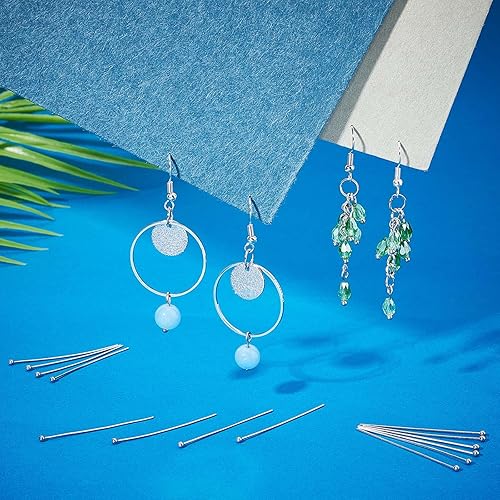 Miniatura 2 de PH PandaHall 500 pines de cabeza de bola de acero inoxidable 304 de 1.575 pulgadas, 21 horquillas flexibles para aretes, colgantes, pulseras,
