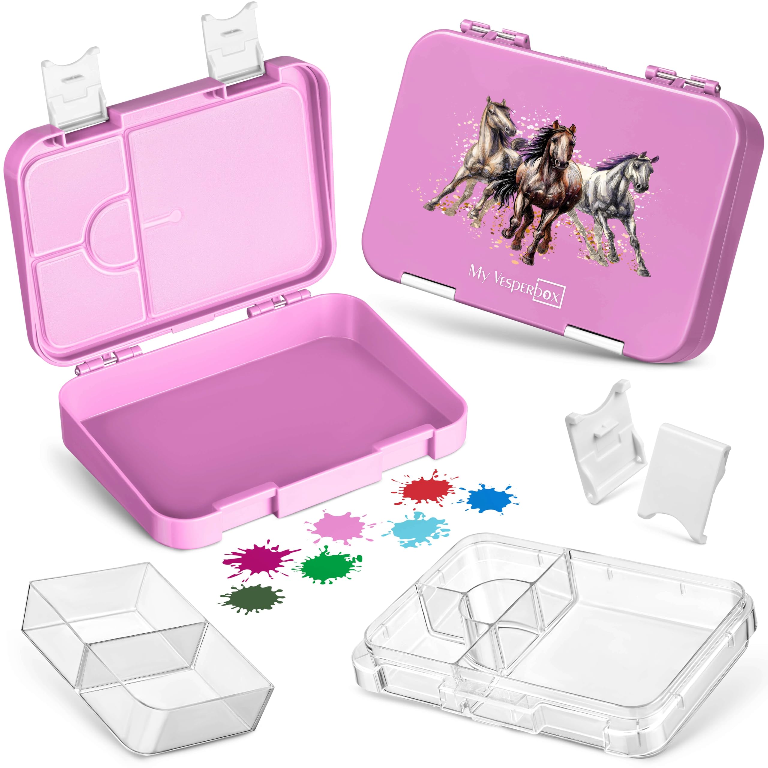 Bento box enfant de qualité supérieure My Vesperbox Rose Chevaux