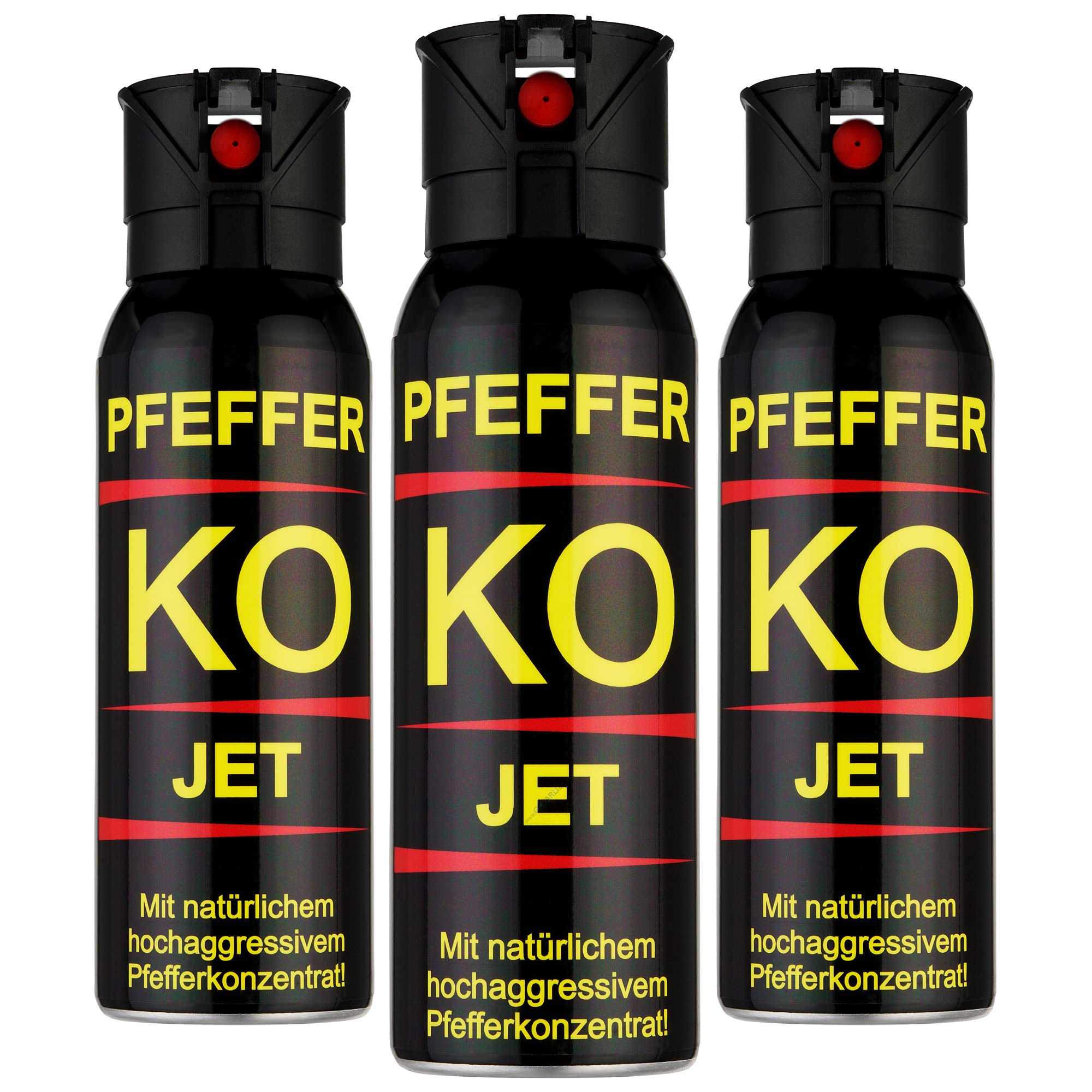 KO Pfefferspray Jet | Fog Verteidigungsspray | Abwehrspray Hundeabwehr | zur Selbstverteidigung | Sparset | Made in Germany (Jet 100 ML 3 Stk)