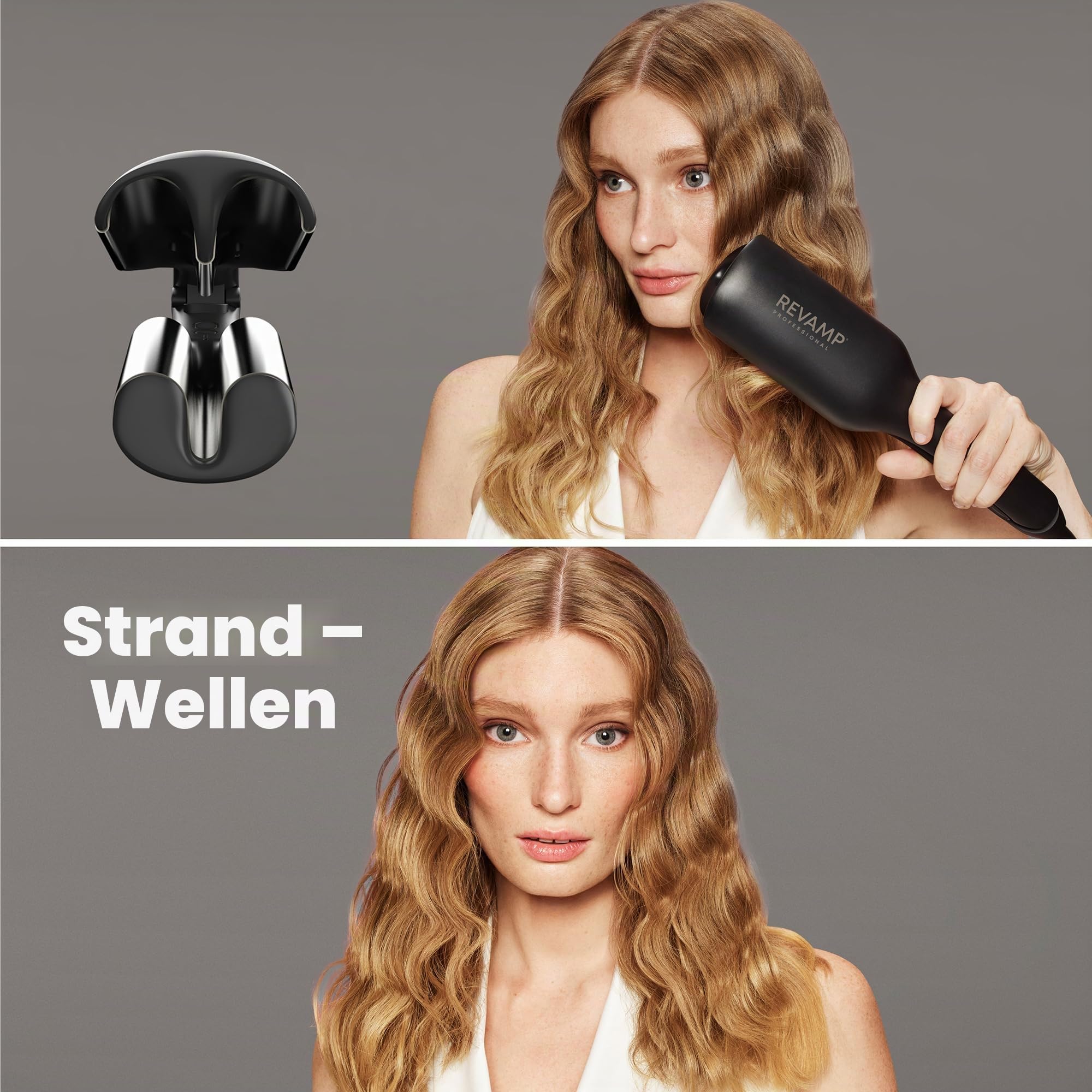 REVAMP 2-in-1 Beach & Volumen Professional Welleisen - Welleneisen für Haare, Beachwaves Lockengerät, Lockenstab für Locken & große Wellen - Mermaid Hair Waver für kurzes und langes Wavy Hair