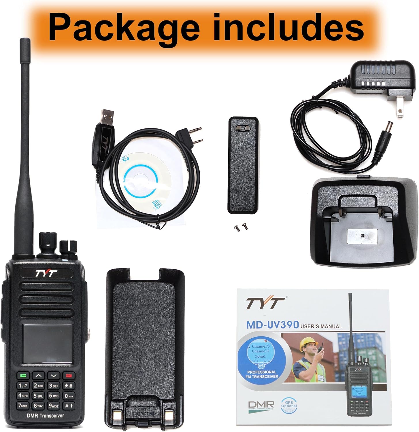 TYT MD-UV390 Digital Dual Band VHF UHF DMR Radio Waterproof Dustproof IP67 Walkie Talkie