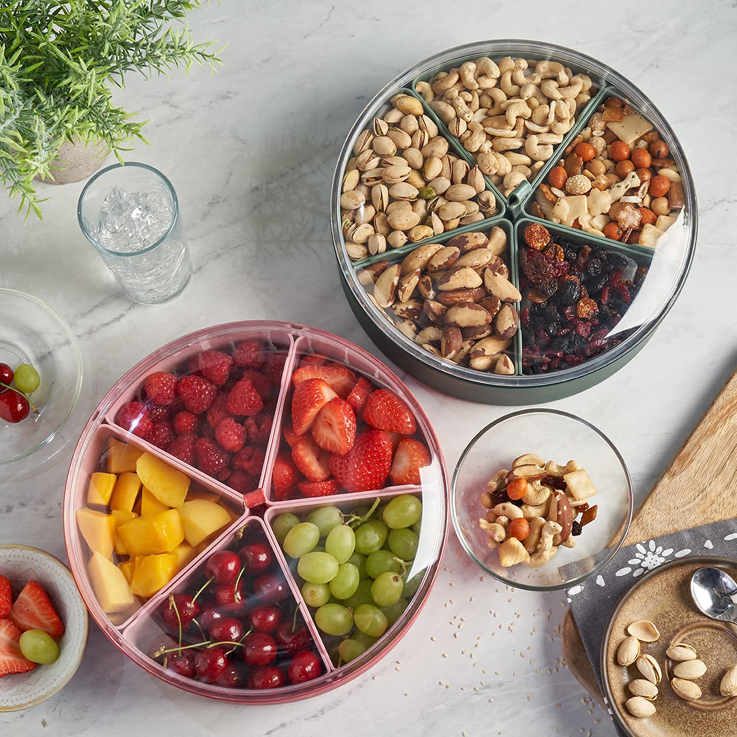 Divided Serving Tray with lid Veggie Tray with lid. Candy, nut and