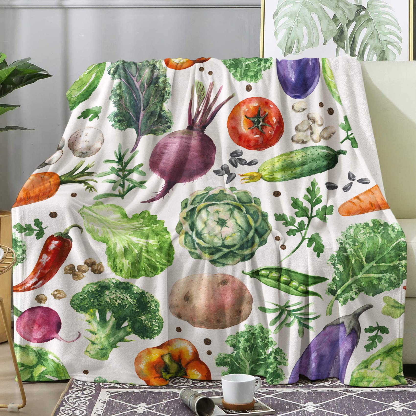 Plaid légume BUKITA en flanelle 130x150 cm pour canapé et lit