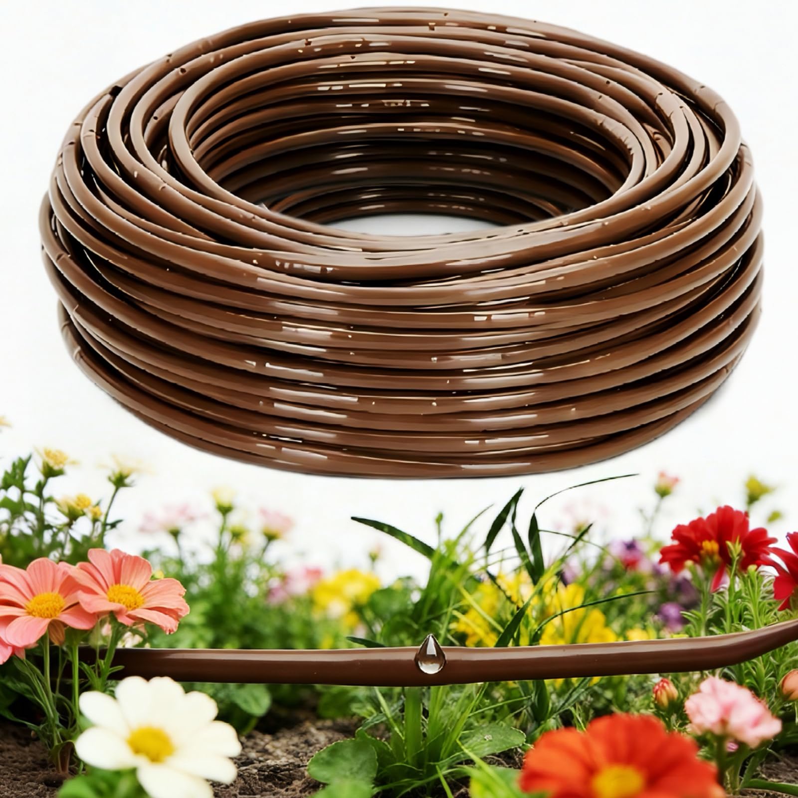 Vikua 1/4' Drip Irrigation Tubing with 6' Emitter Spacing, 100 Ft Roll