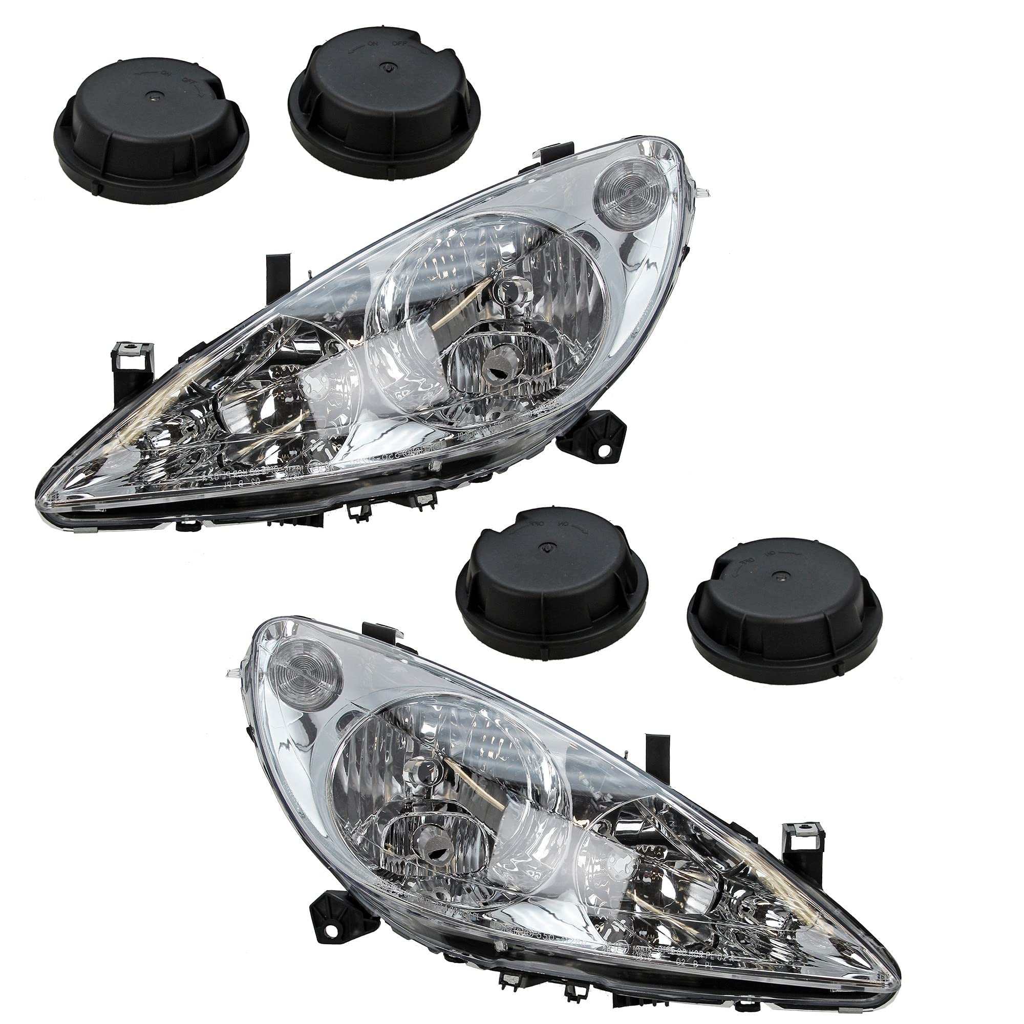 BESTPRICE 2x fari anteriori destro + sinistro, compatibili con PEUGEOT 307 (3A/C), 307 Break (3E), 307 CC (3B), 307 SW (3H)