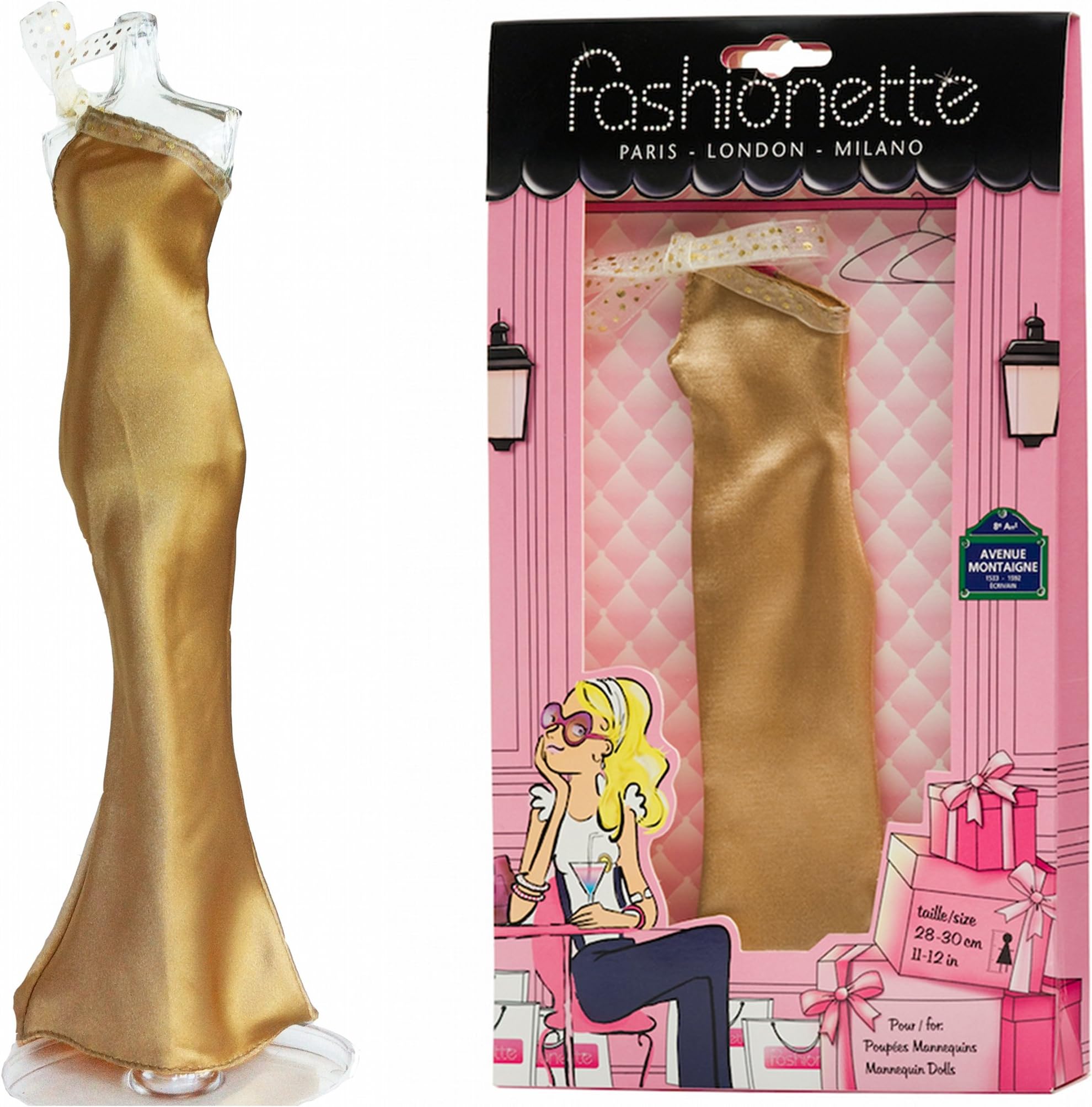 Fashionette - Look "Charlize" - Long Dress for 11.5 inch mannequin dolls (28-30cm) : Barbie, Liv, Disney Dolls, etc...