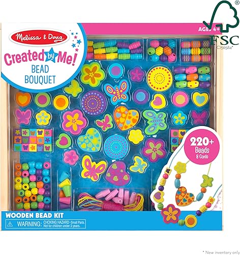 Miniatura 6 de Melissa & Doug Bead Bouquet, juego de cuentas con más de 220 cuentas de madera para fabricar joyas