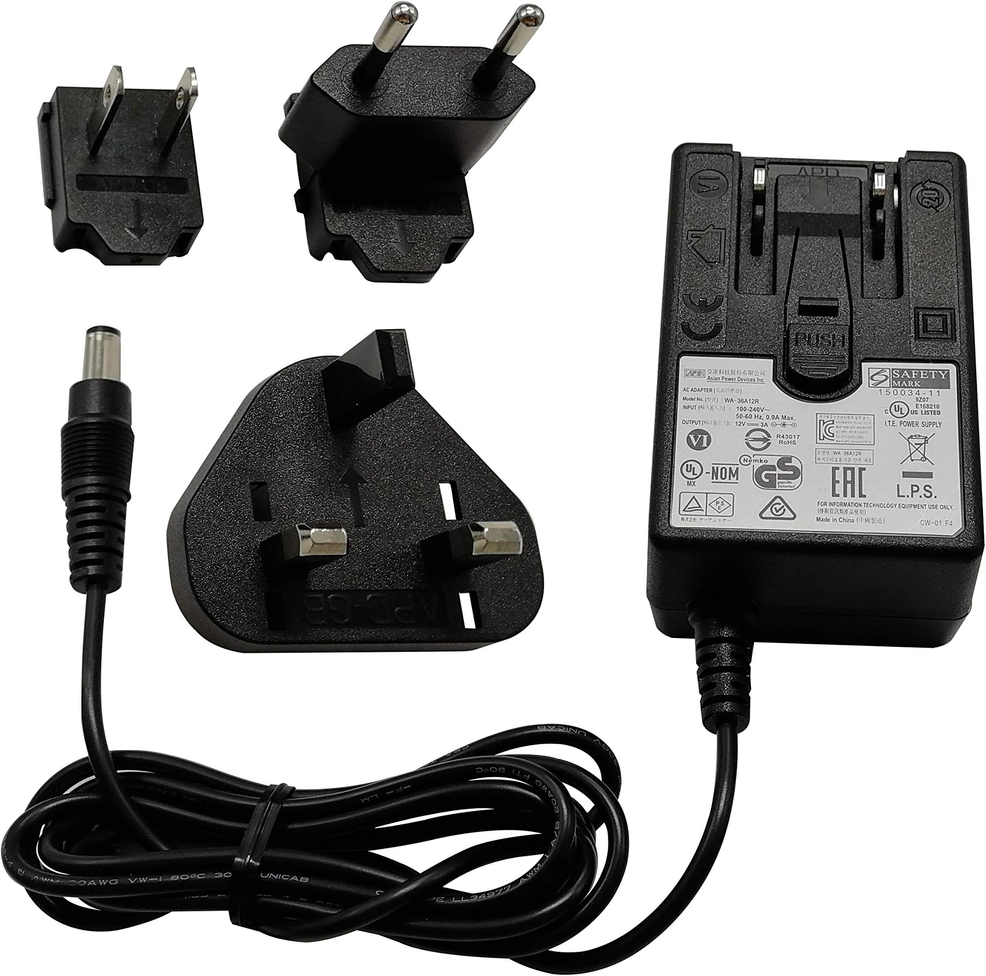 Universal AC Power Supply 12V 3A 36W,100-240V, 1.5M, with Multi Plug for US, UK, EU, Compatible with PC NEO Z83-4, NEO Z83-4 Pro, NEO Z83-4 Plus, NEO N42C-4 and NEO X39