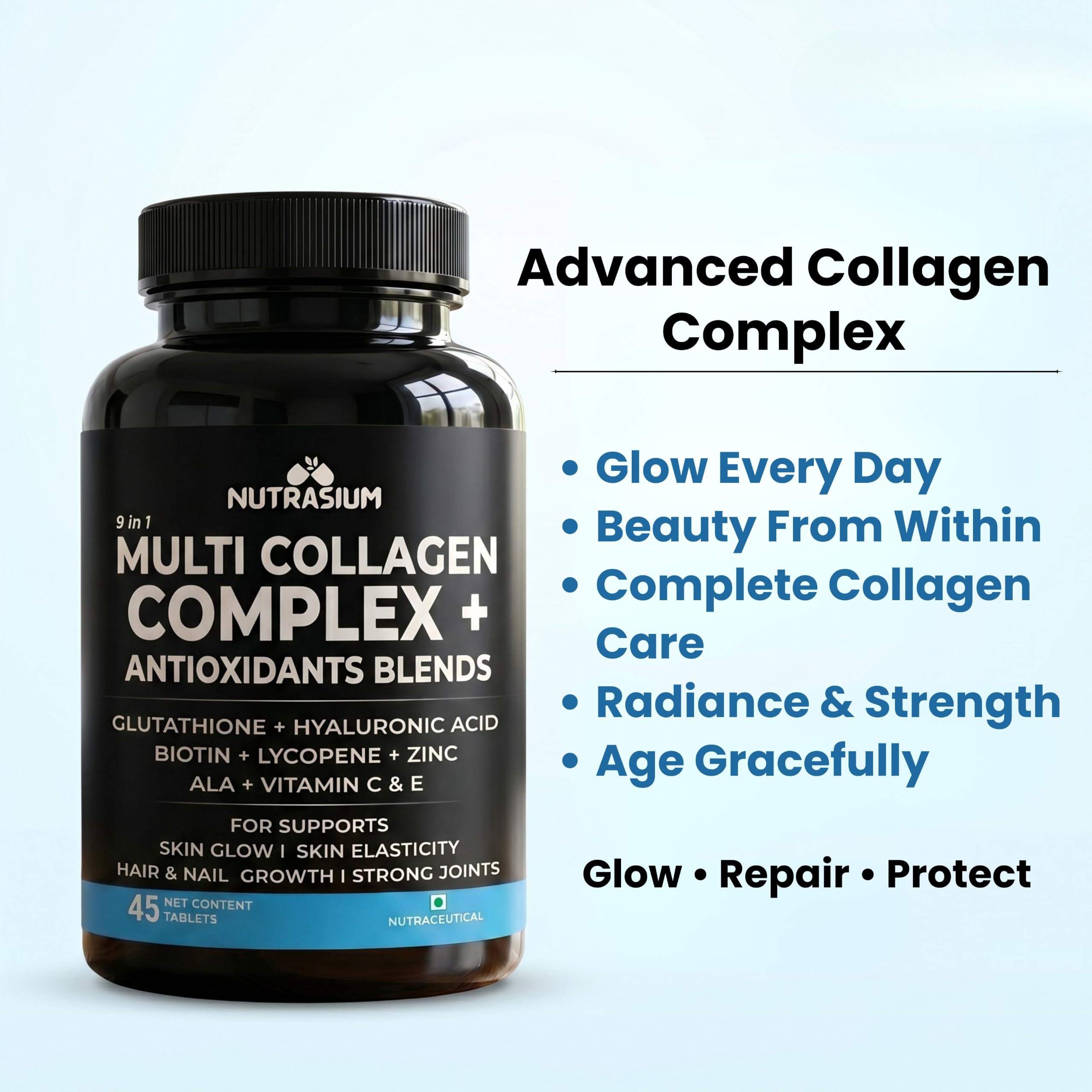 Nutrasium Multi Collagen | Glutathione & Hyaluronic Acid | Skin Radiance | 45 Tabs 1
