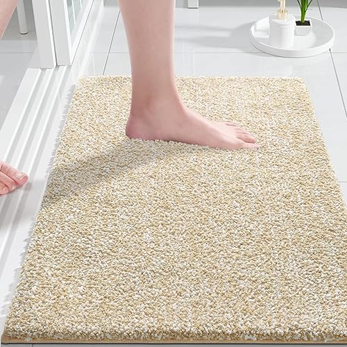Miniatura 44 de Yimobra Alfombras de baño antideslizantes lavables de 24 x 17 pulgadas, tapete de baño de microfibra ultra suave y absorbente, alfombra decorativa