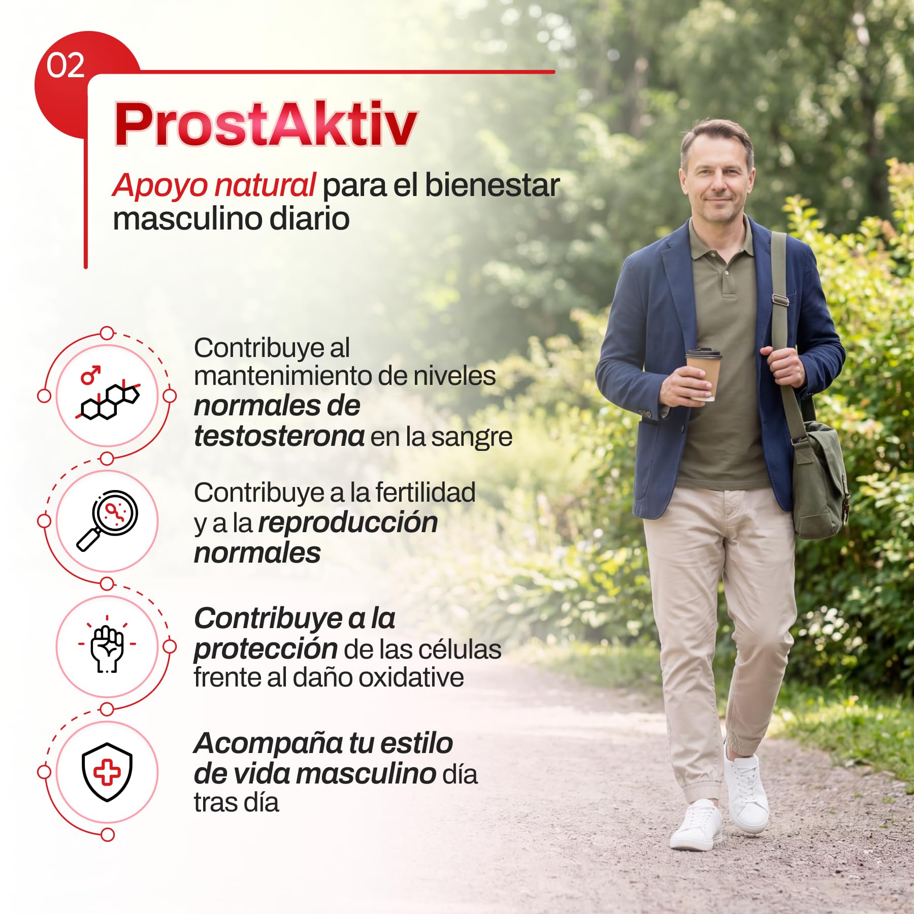 Cápsulas ProstAktiv | Serenoa Repens 360mg + Equinácea 360mg | Suplemento Próstata Hombre con Ginkgo biloba, Licopeno, Zinc | Soporte Prostático y Vías Urinarias | 30 Cápsulas