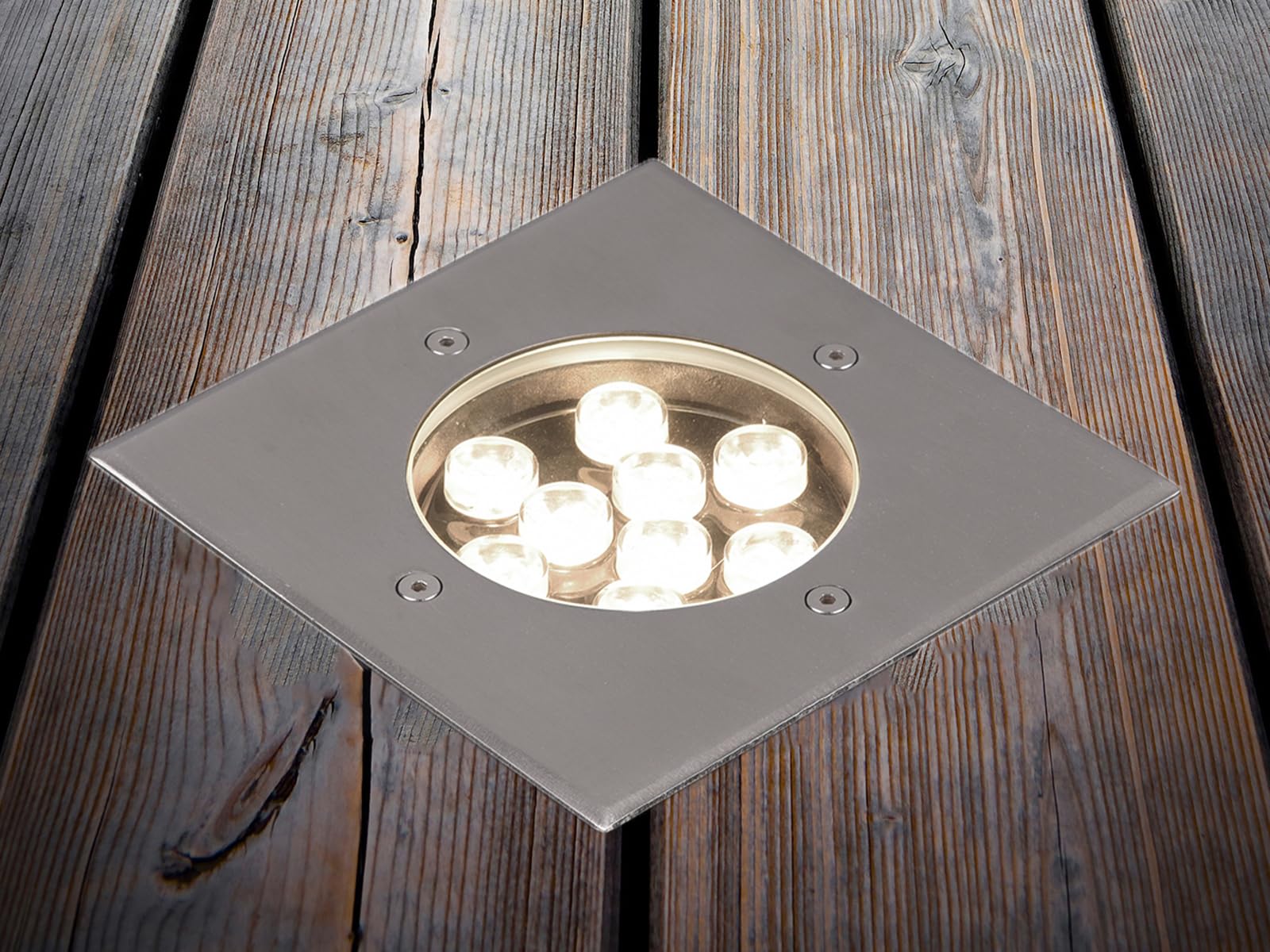 Trio Leuchten LED Außen Bodeneinbauspot Belaja 821669207, Metall Nickel matt, inkl. 9 Watt LED, Nickel Matt, 16,5x16,5cm