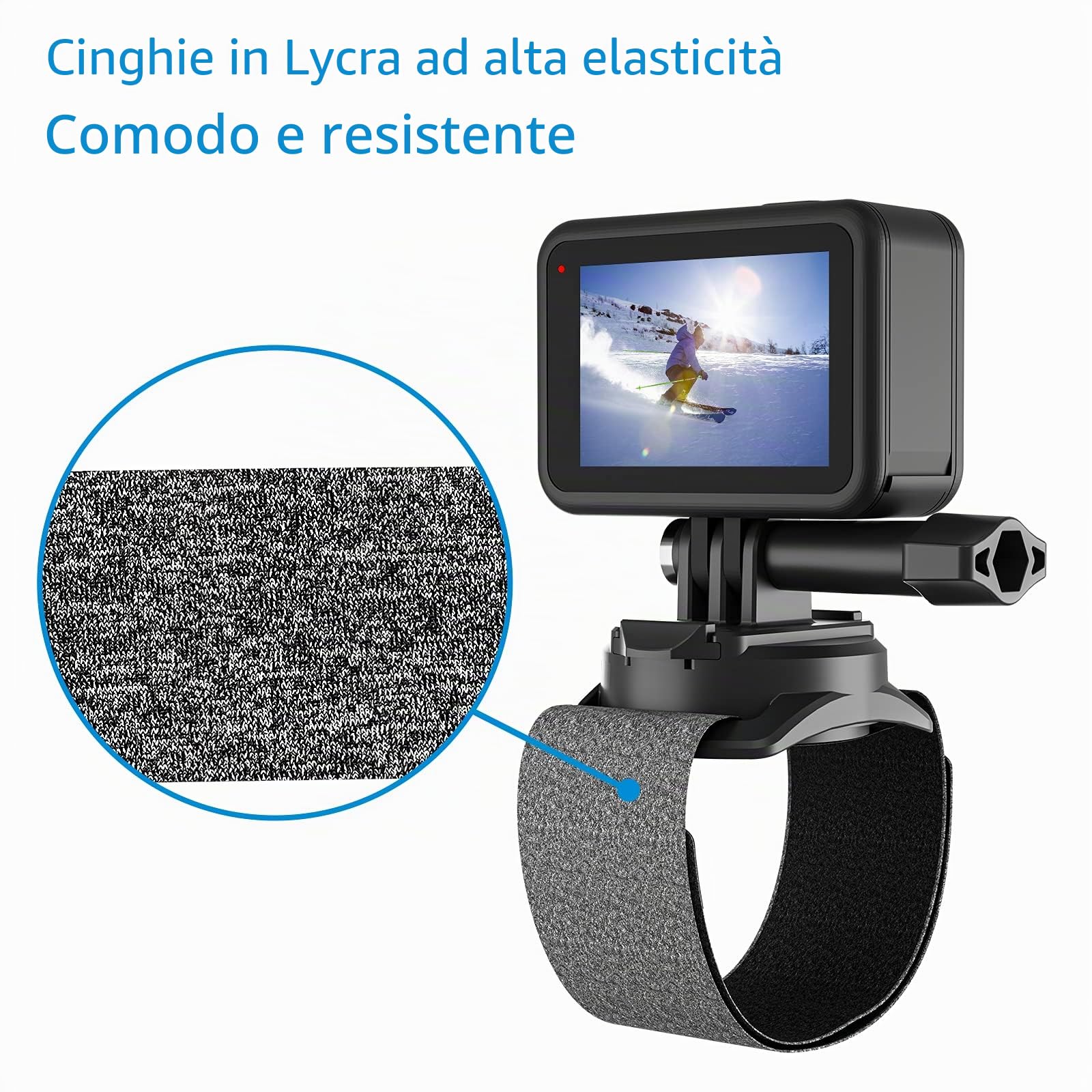 TELESIN Aggiornamento Supporto per cinturino da polso Rotante 360° Fascia per Mano compatibile con GoPro Hero 13, 12, 11,10, 9, 8, 7, 6, 5, DJI Action 6 5 Pro 4/3, Ace Pro 2 Ace Pro X5 X4, X3,ONE X2