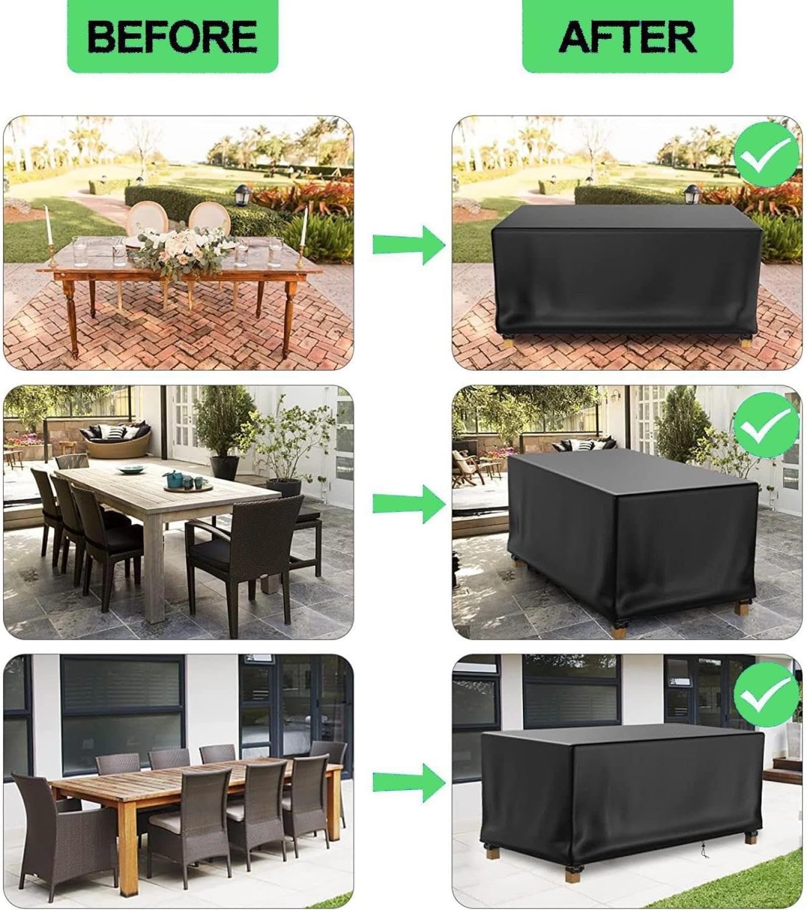 KDXAOBEI Housse Pour Meubles De Jardin, Robuste Tissu Oxford 420D Housse Salon De Jardin Bâche Meuble, Pour Ensembles De Table Et De Canapé Avec Corde