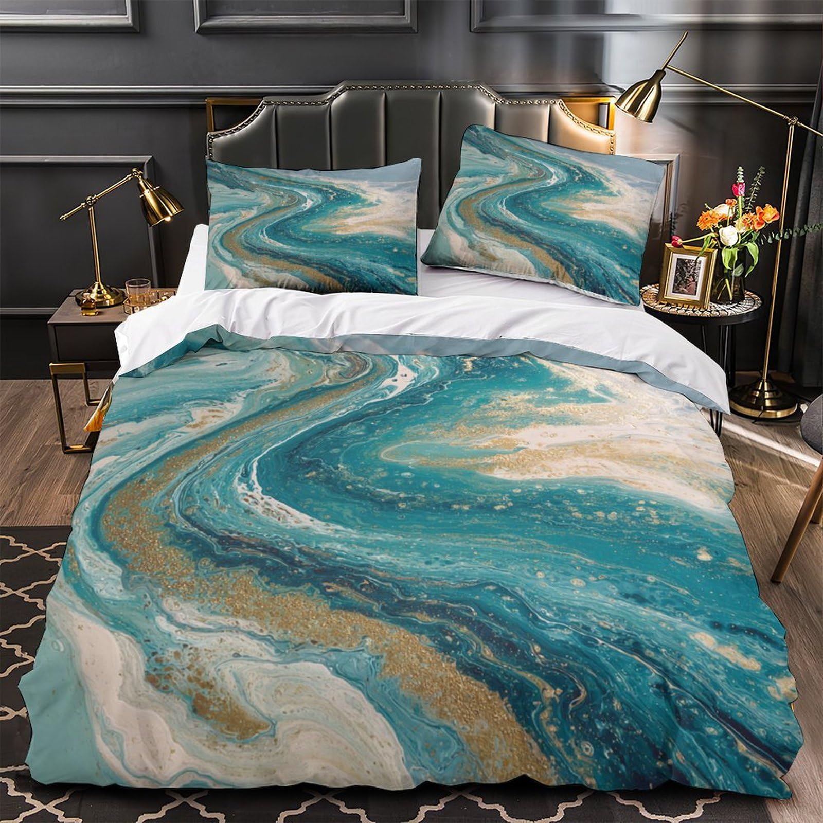 Housse de couette imprimé 3D cercles abstraits super king 260x220