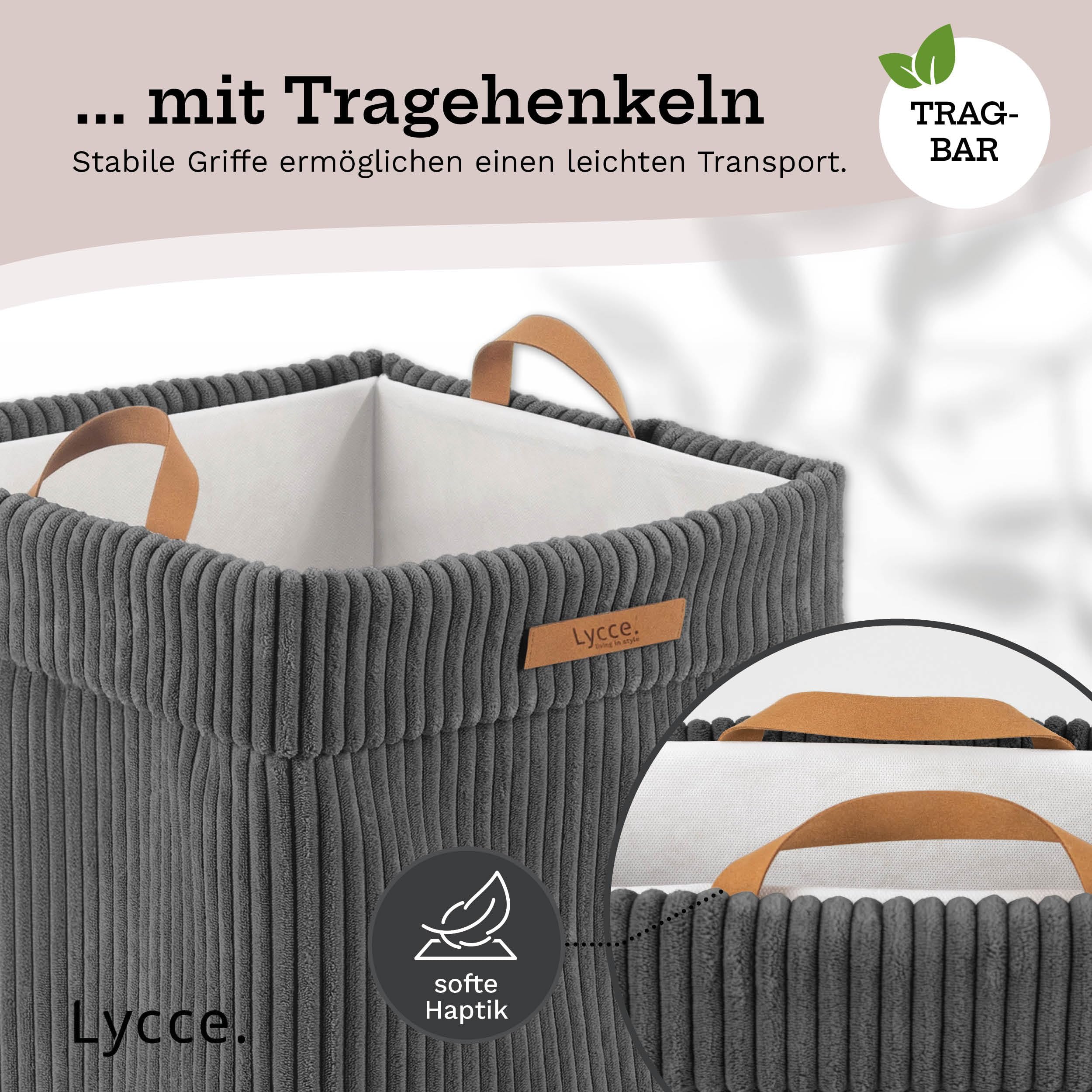 Lycce Wäschekorb Cord, waschbar - faltbar (Dunkelgrau)
