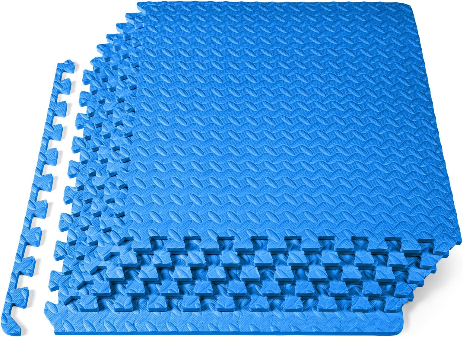 ProsourceFit Exercise Puzzle Mat ยฝ-inch, EVA Interlocking Foam Floor Tiles for Home Gym, Workout Equipment, Kids Play Areas, Blue, 24 SQ FT - 6 Tiles