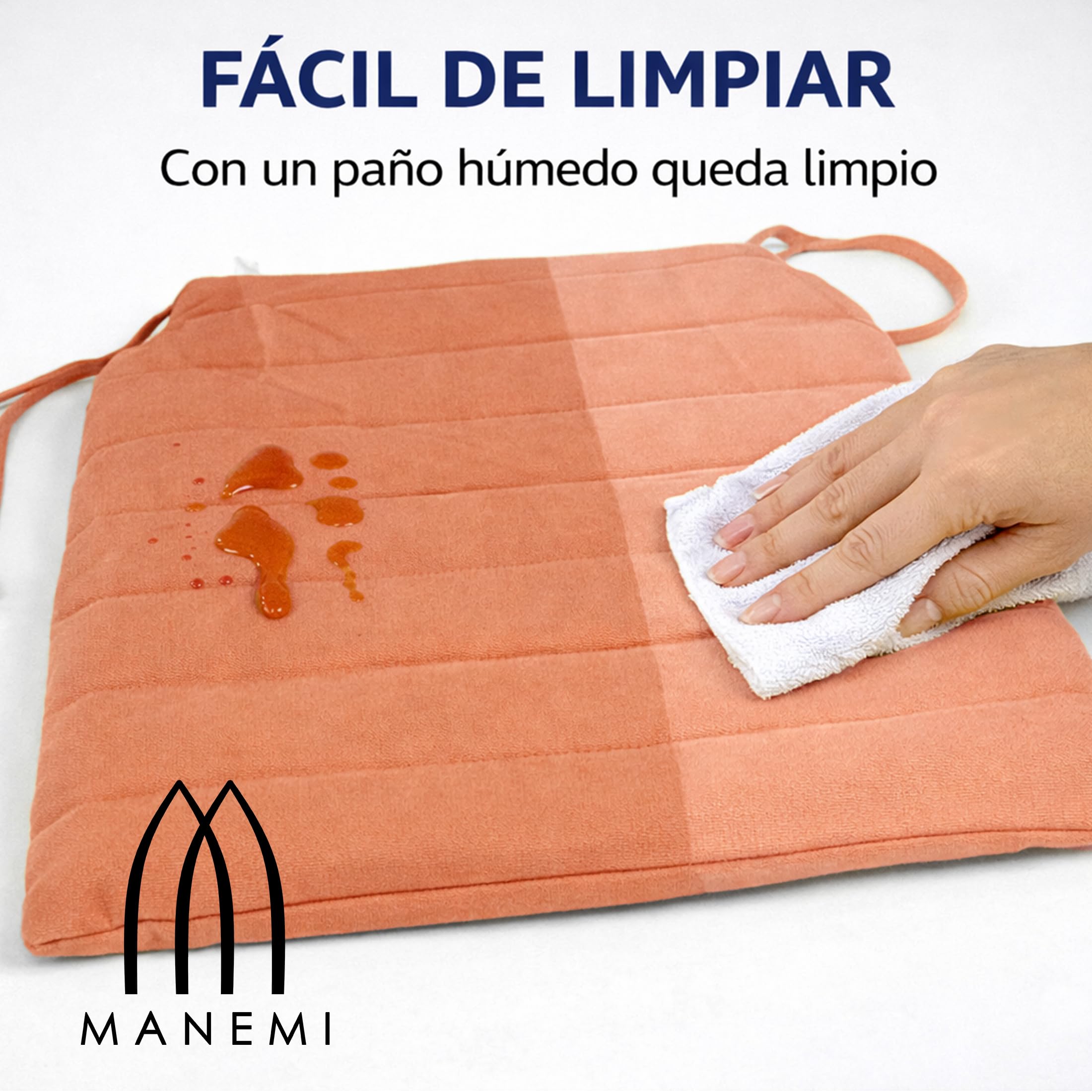 Pack 6 Cojín para silla 42x40x4 cm｜Repelente al agua y fácil de limpiar｜Con cintas de sujeción｜Funda con cremallera desmontable｜Uso interior y exterior｜Ideal para comedor, terraza, jardín u oficina