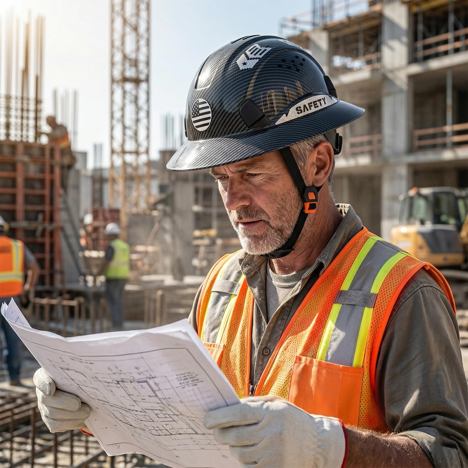Cappello rigido a tesa piena, Cascos De Construccion, Cappelli rigidi ventilati | OSHA - Casco rigido omologato a 6 punti, con cricchetto regolabile, da lavoro, per uomo e donna