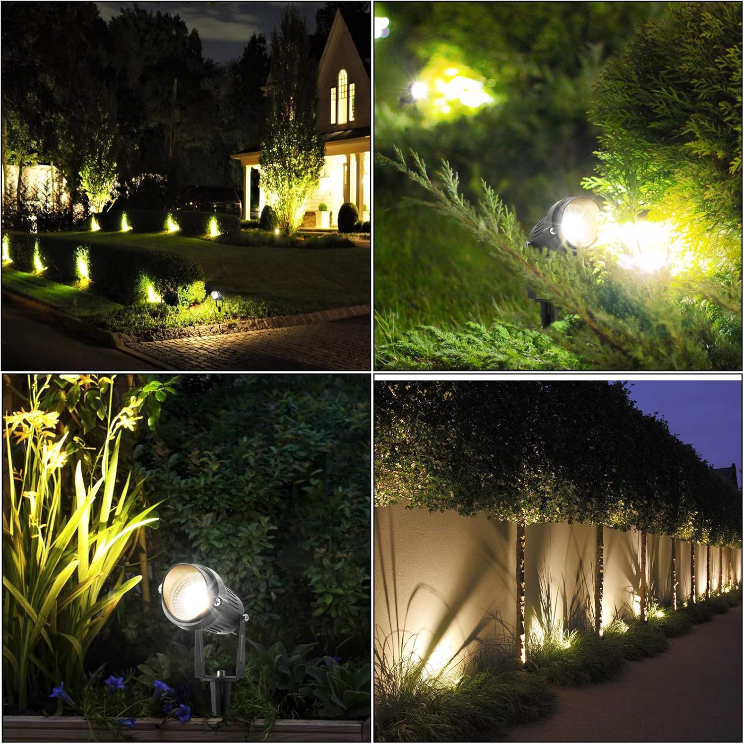 Junview Christmas Spotlights Outdoor Low Voltage Landscape Lights RGB Color Changing LED Landscape Lighting Waterproof Garden Pathway Yad House LED Spot Lights Outdoor (14Pack with Connectors)