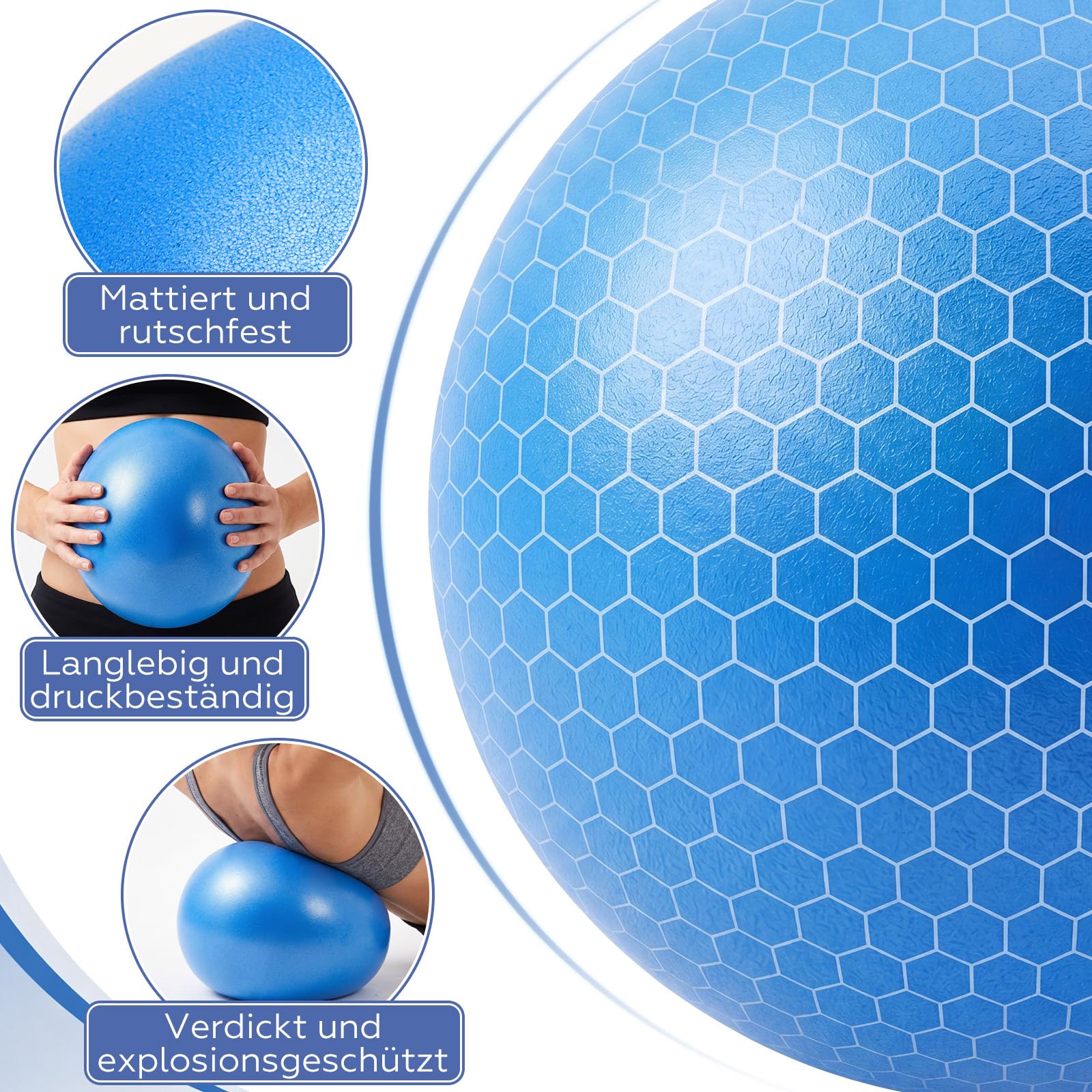 BBTO Palline da Pilates 25 cm Piccole Palline per Esercizi Antiscivolo Antideflagranti Ideali per Yoga Fitness Pilates Equilibrio e Fisioterapia