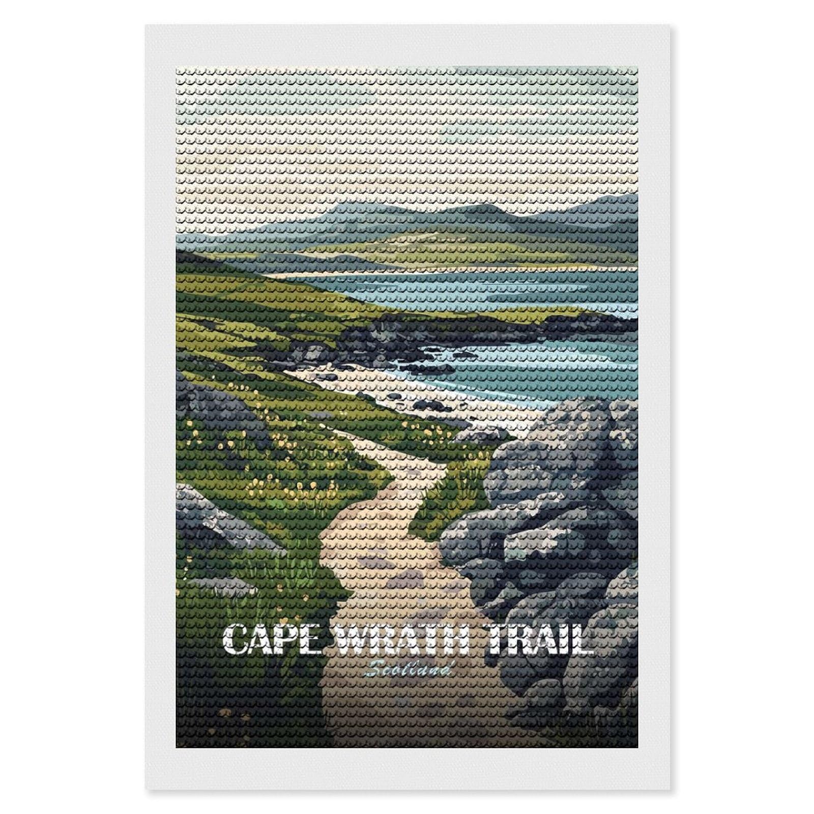 Junmoney Cape Wrath Trail Scotland Landscape Art Diamond Painting Set 8"x12", Stress Relief Craft, Easy to Enjoy, Vintage Style Decor, Festive Craft Gift