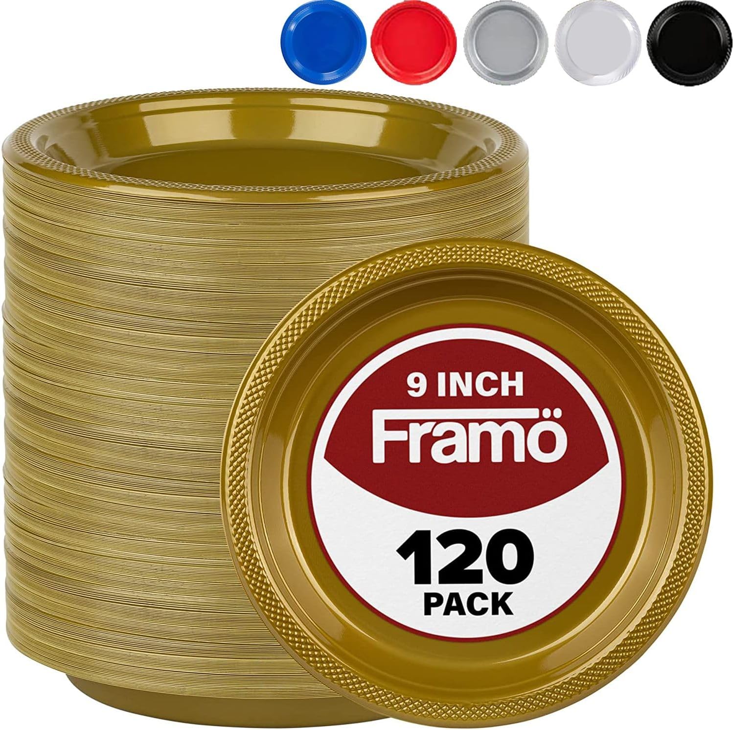 200 Pieces Black Plastic Plates Bulk Disposable Round