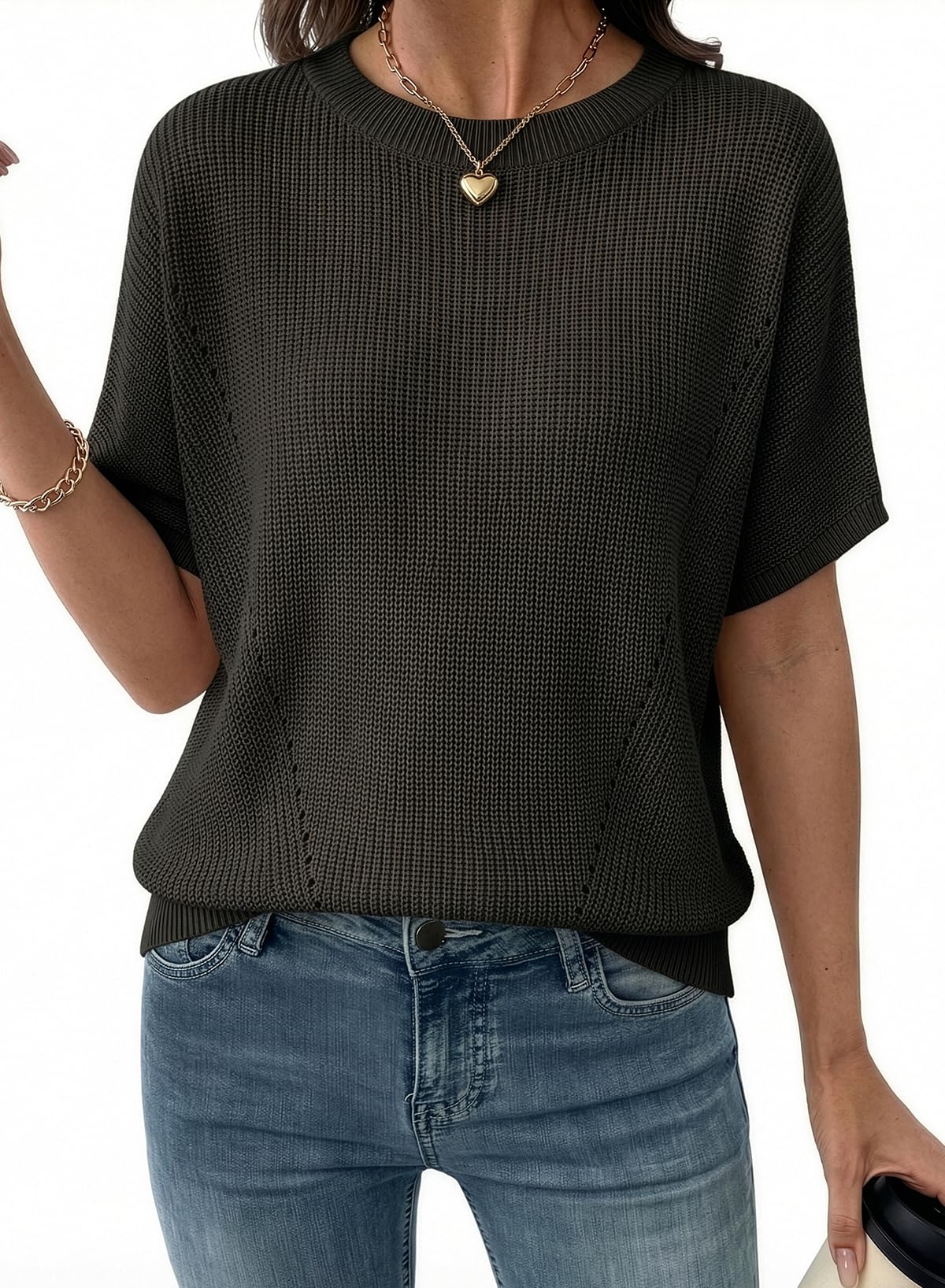 Dokotoo Womens Short Sleeve Sweaters 2026 Summer Lightweight V Neck Pullover Tops Dressy Business Casual Blouses Clothes