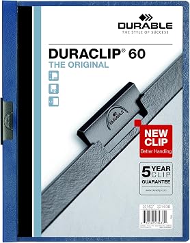 Durable Report Cover with DURACLIP Letter-Size 8.5" x 11" Inches - Holds Up to 60 Pages - Clear Cover and Dark Blue Border - Box of 25