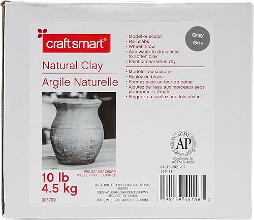 Miniatura 6 de Arcilla natural seca al aire por Craft Smart - Arcilla no tóxica para modelar a mano, esculpir, cerámica, gris, 10 libras, paquete de 4 a granel