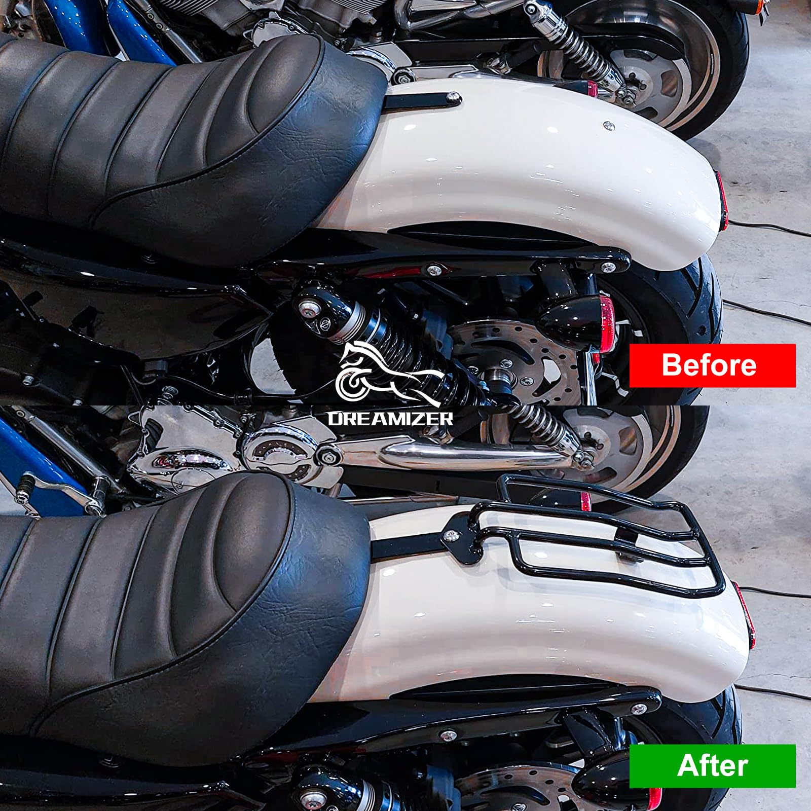 DREAMIZER Motorrad Hinterradgepäckträger, Motorrad Solositz Hinterradgepäckträger Kompatibel mit Harley Sportster XL 883 48 72 1200, 2004-2015, Schwarz