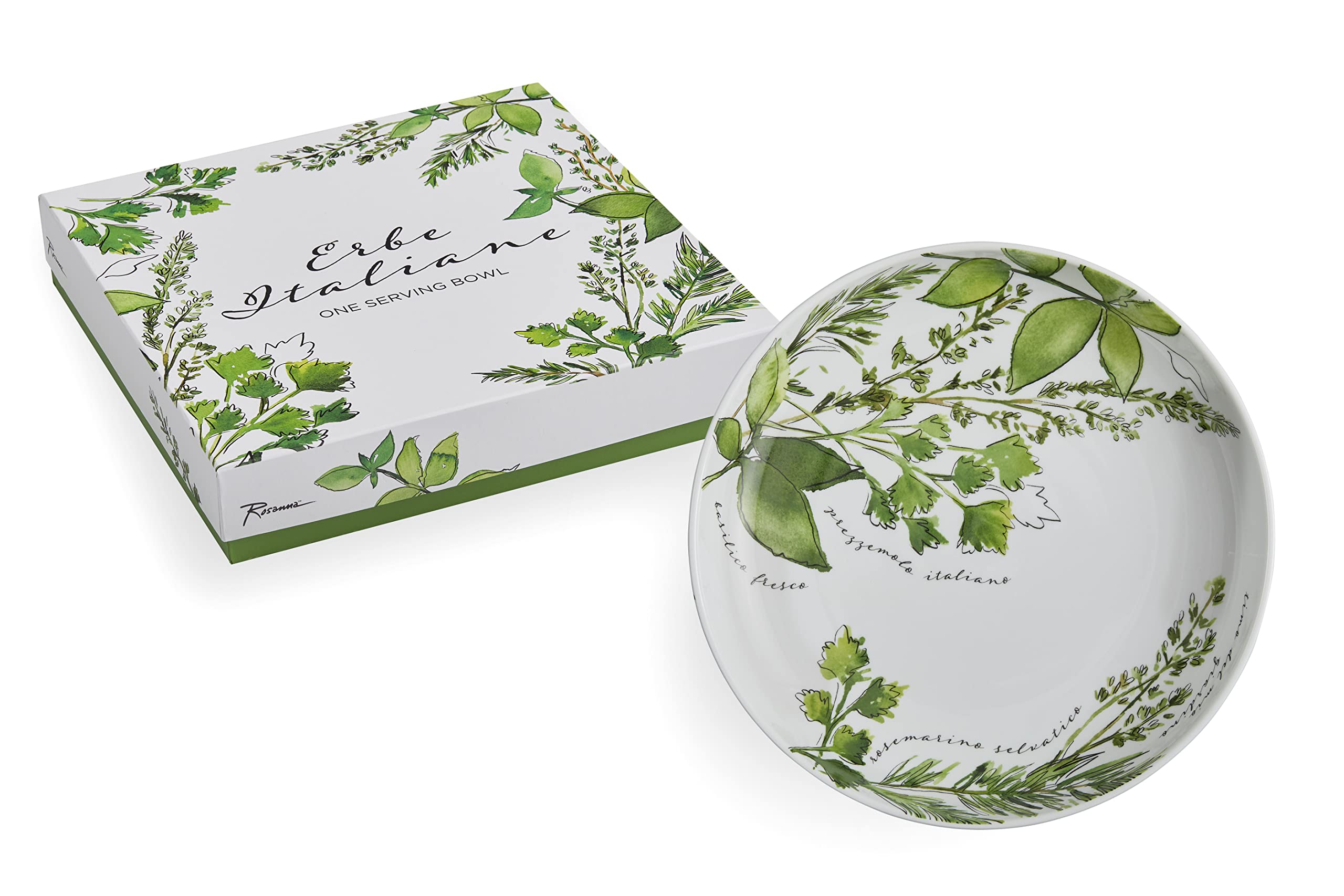 Rosanna Erbe Italiane Large Porcelain Serving Bowl, 13", 1 Unit, Salad Bowl, Pasta Serving Bowls, Dishwasher & Microwave Safe