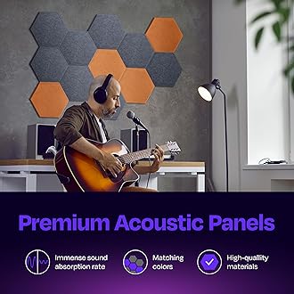Ekkogo Acoustic Panels 12-Pack Soundproof Wall Panels 12''X10''X0.4'' Sound Panels High Density Sound Dampening Panels - [Pebble Gray Hexagon]