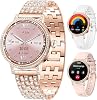 Smartwatch para Mujer con Diamantes, Pantalla TFT de 1.27'', Bluetooth para Contestar/Hacer Llamadas, Monitor de Ritmo Cardíaco y Sueño, 100+ Modos Deportivos, Reloj Inteligente para Android (Dorado) 1
